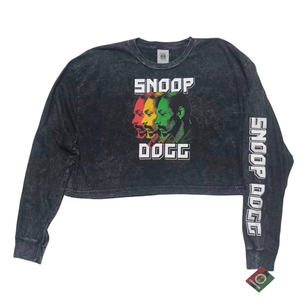 Snoop Dogg Cross Colours Crop Top Shirt Women's Size 2X Long Sleeve 90s Rap New